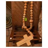 Large Wall Terracotta Rosary and Small Childs Woven Rocker