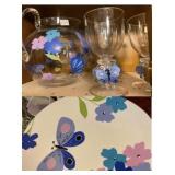 Festive poolside Butterfly plates, pitcher and goblets