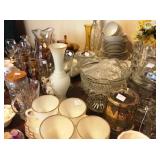 Dishes, glassware and serving pieces