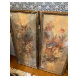 Antique Large Framed Floral Canvases