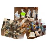 Collection of Nativity Sets from blown glass, olive wood, Tonalo Mexican folk art, made in USA and M