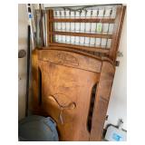 Baby Bed hand carved nautical scene, veneer, needs TLC