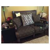 Love seat, pillows, lamps and decoratives