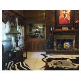 Various skins, bar ware, fireplace accessories, plates