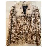 Ladies Short Jacket, Cheetah with Fox trim collar