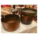Large Antique Copper Pots 