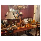 Large Maghonay Dinnig Table, Franklin Mint Nativity, Fiesta Bright Colors