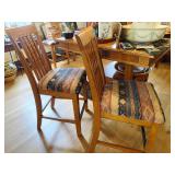 Mission style Oak Tall Table Chairs with Southwest Fabric