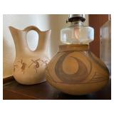 Kopelli Playing for Happiness Water Jug by Narayz and Mexican Bowl