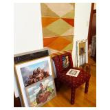 Woven Tapestry, artwork and fabric chair