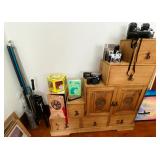 Wooden stackable Sorage Units with Vintage Camera Collection including Kodak, Tower and Canon