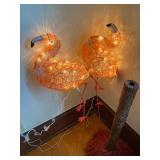 Pair of moving flamingos with lights