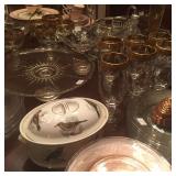 Crystal, china serving pieces