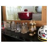 Salt & pepper shakers, covered bowl, champaign flutes