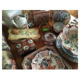 Bowls, plates with Asian motif