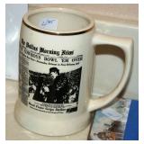 Dallas Cowboys commemorative stein featuring Tom Landry and Super Bowl victory 