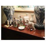 Blue & White lamps, Lenox vases, ivory figurine and decoratives