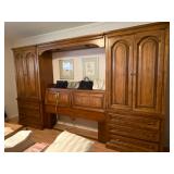 Queen size walnut bed unit, Burlington House furniture, United division, Lexington North Carolina