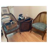 Vintage pair of matching chairs with wicker backs