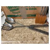 Vintage mid century Velvet by Stanley Roberts stainless salad set made in Japan
