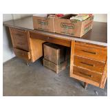 Mid Century old wooden office desk with lock and key