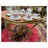 French provincial occasional table and Anysley England Violette bone china tea set