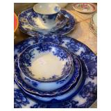 Antique assortment of Flow Blue pieces, dated 1800s