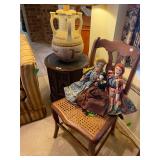 1960s Ceramic Table Lamp, Antique Topsy Turvy Dolls
