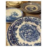 Wedgwood Blue White ironstone plates and Booths British Scenery Blue White Luncheon Plates