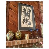 Black White prints with native boys playing