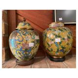Mid Century Ceramic Vases and Cloisonne Urns