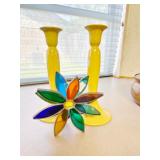 Set of yellow candlesticks, Empire Works, England