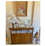 Mahogany traditional style server, Cut Glass pieces, Cake Plate