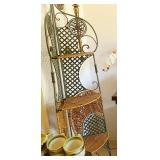 Iron and Wicker Corner Bookcase