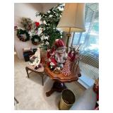 End Table, Lamp, Christmas Goodies, Wreaths