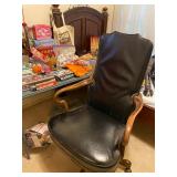 Leather office chair, studded and swivels