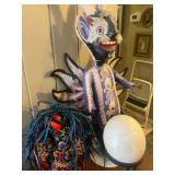 Vintage Folk Art and Ostrich Shell