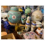 Assortment of Asian pieces including 1894 cloisonné box and several vases