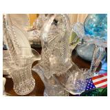 Brilliant cut crystal floral baskets and pitcher