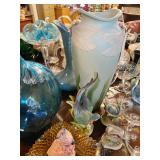 Ibis and Orchid large ceramic Dragonfly vase