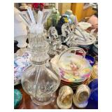 Rare Vintage Czech Republic 4 chamber Glass Decanter with stoppers