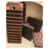 Wallpaper print wooden blocks, 1800s and Candle Molds