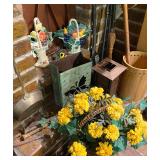 Decorative items including unusual Painted Cast Iron Door Stops