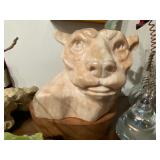 Mountain Lion Marble carved head by Orlosky