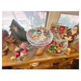 Christmas items and Footed Cake Plates
