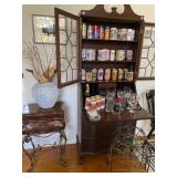 1 Mahogany Secretary filled with Beer can collection which includes 6 pack of Billy Beer
