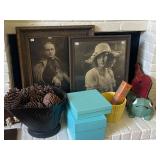 Antique framed photo of an Arch Bishop and Beautiful Young Lady