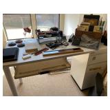 White office desk with keyboard tray