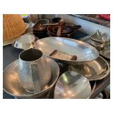Large assortment of Pewter, Nambe and Pottery Barn and Buenilum pewter pitcher