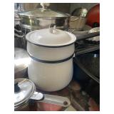 White enamelware Double Boiler